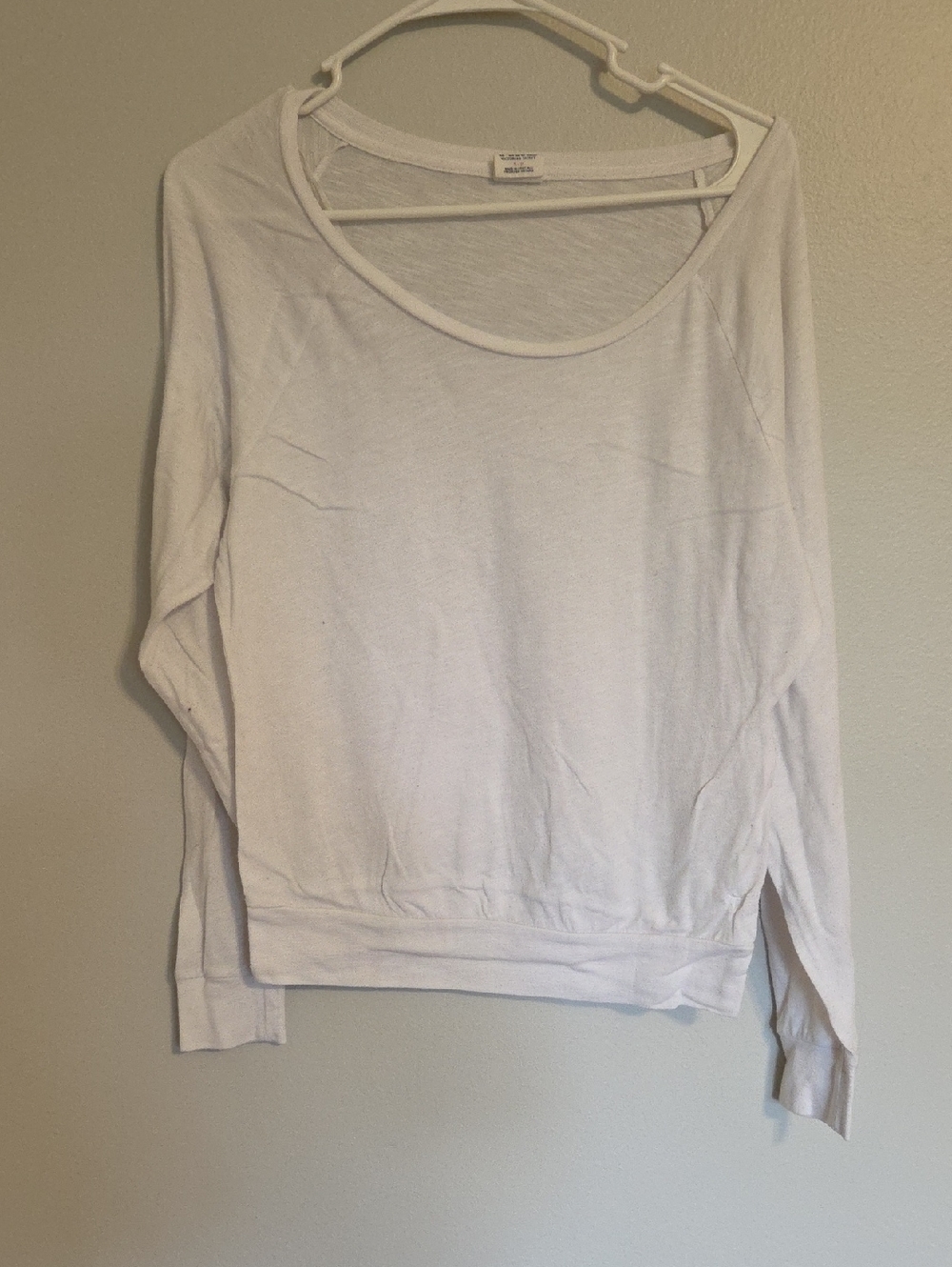 PINK Victoria's Secret White Scoop-Neck Long Sleeve Shirt